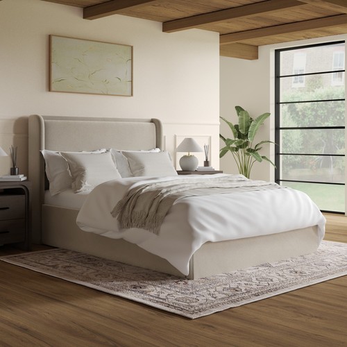 Beige velvet double ottoman - beige,